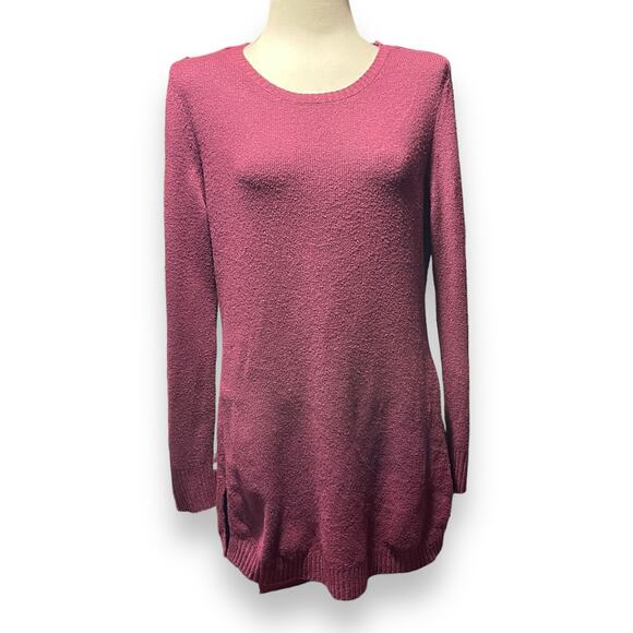 Free For All Long Tunic Sweater Burgundy Large - Picture 1 of 5
